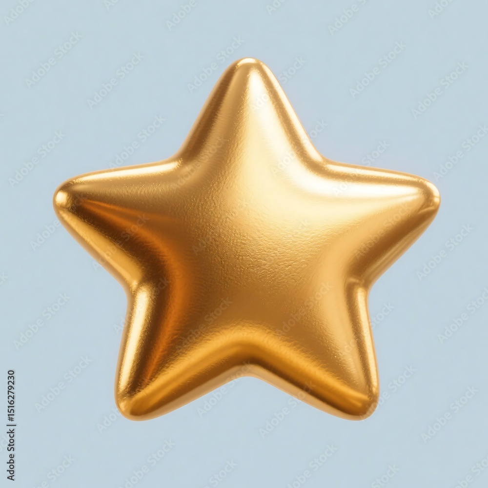 A puffy 3D gold star with glossy surface, stylized and bold. A puffy 3D gold star with glossy surface, stylized and bold.