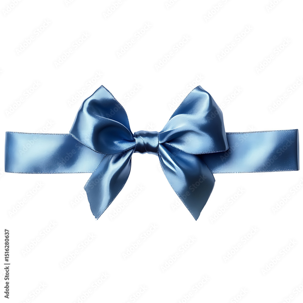 Blue satin ribbon bow isolated on transparent background Blue satin ribbon bow isolated on transparent background