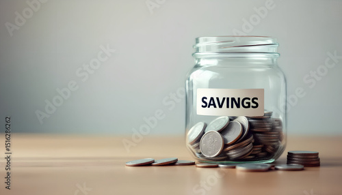 Budgeting and Saving Illustrated by Glass Jar with Coins