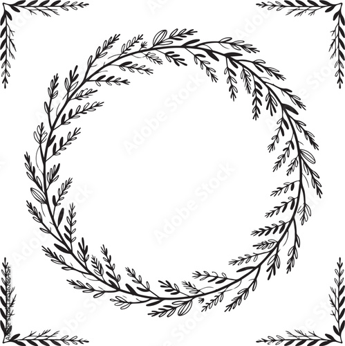 Floral design logo element. floral border, frame corners 