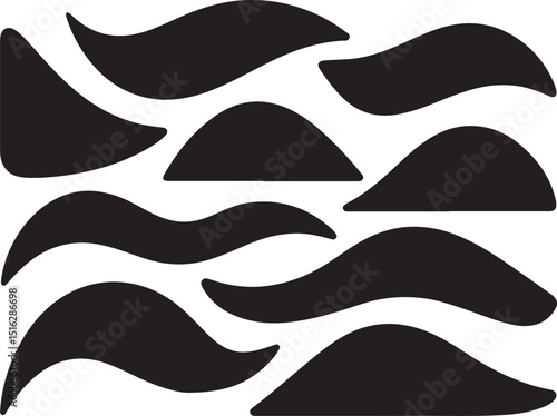 sea wave silhouette, sea wave silhouette isolated on white background.