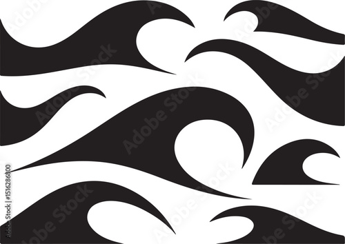sea wave silhouette, sea wave silhouette isolated on white background.