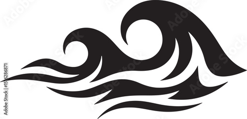 sea wave silhouette, sea wave silhouette isolated on white background.