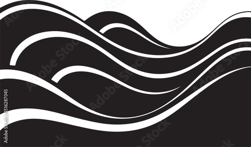 sea wave silhouette, sea wave silhouette isolated on white background.