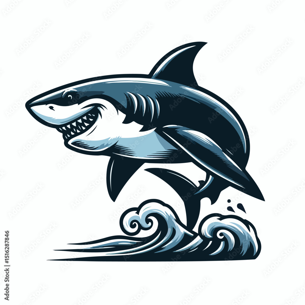 Obraz premium fierce shark vector image