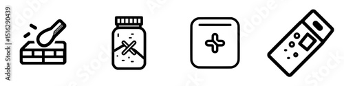 Icon set featuring various health and medical symbols for digital applications and design projects