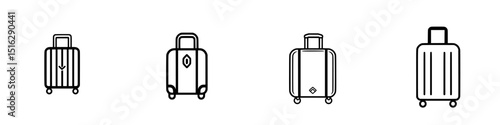 Stylish icon set of various luggage designs for travel and vacation planning needs