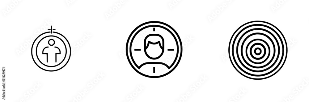 Icon set featuring user interface elements for navigation and target selection, highlighting modern design trends and simplicity in digital layouts Icon set featuring user interface elements for navigation and target selection, highlighting modern design trends and simplicity in digital layouts