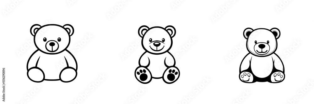 Cute bear icon set featuring three different bear designs in a minimalistic style for digital use Cute bear icon set featuring three different bear designs in a minimalistic style for digital use
