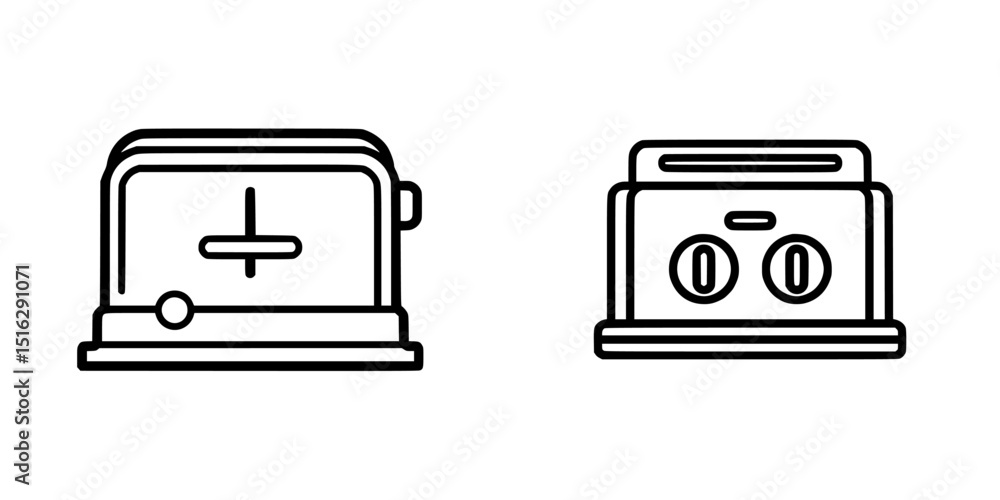 Fototapeta premium Icon set featuring two toaster designs for digital applications and user interfaces
