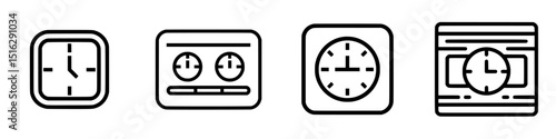 Timely collection of clock icons designed in a minimalist style for use in digital applications and interfaces