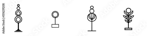 Icon set featuring abstract tree and plant designs in simplistic line art style
