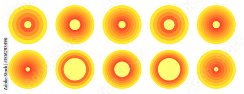 Set of pain concentration, headache, toothache icon, radial pain target icons