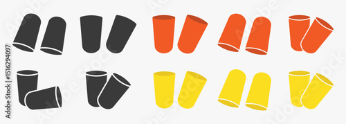 Hearing protection ear plug icon symbol. Ear safety sign, protective earplugs sign logo. Vector illustration image. Isolated on white background.