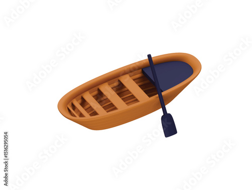 wooden boat icon 3d illustration render