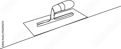 Professional Rectangular Steel Trowel one line art. Continuous line drawing of repair, professional, hand, people, concept, support, maintenance Vector Illustraiton.