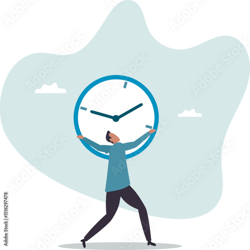 Time management failure, freedom to spend time with family and loved one, overworked or office worker routine work overtime.character for design.