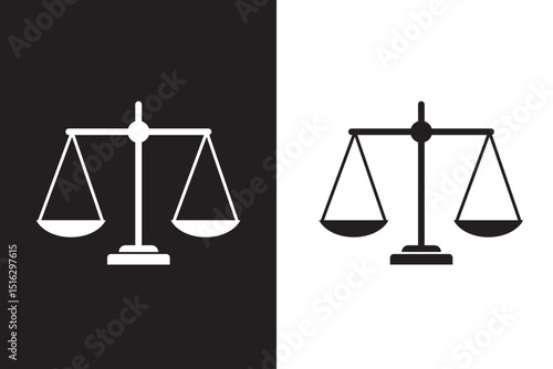justice scales icon set, Scales icon. Scale of Justice icon. Law scale icon isolated on white background