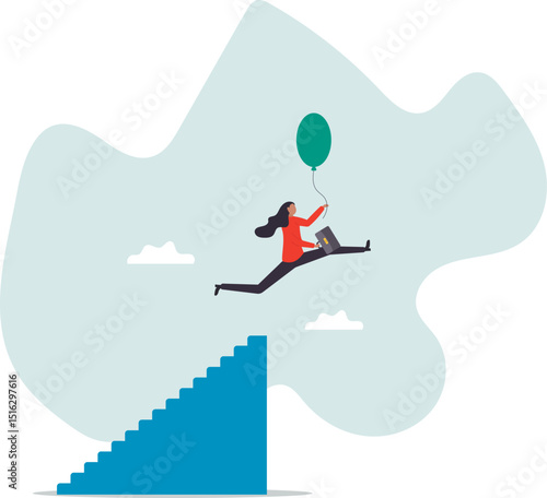 Woman leadership to overcome struggle, female power to break boundary or limitation, freedom and opportunity .character for design.