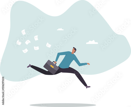 Overwhelmed or work overload, exhausted and anxiety, stressed and tired from problem and trouble, panic attack or shocked,business concept.flat character.