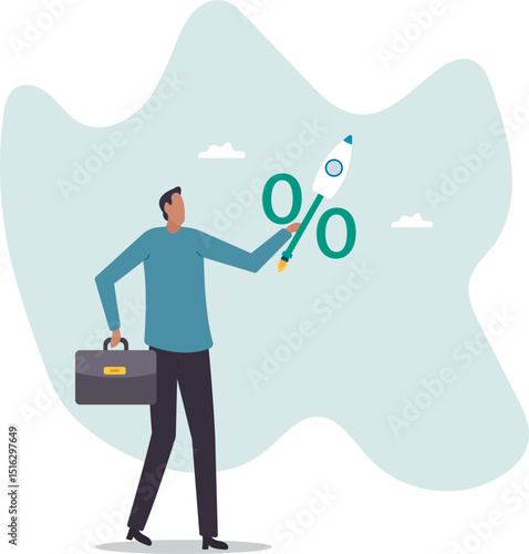 Interest rate rising up, Federal reserve or central bank raising policy, inflation or monetary percentage .character for design.