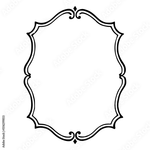 Decorative empty frame with ornate borders in black and white  