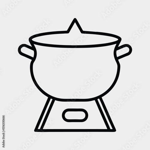 line art of a fondue pot on the-white background 02.eps