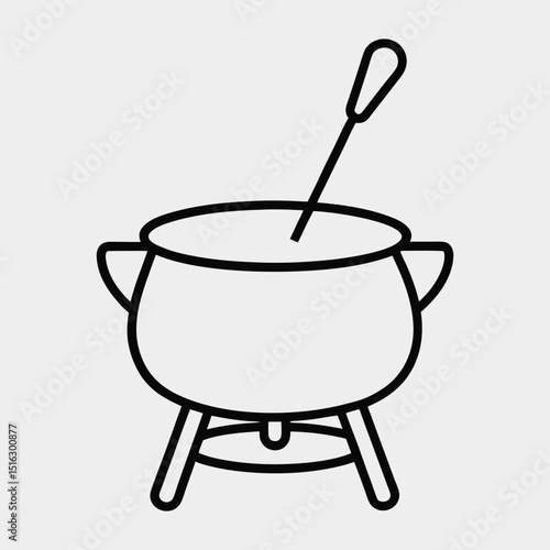 line art of a fondue pot on the-white background.eps