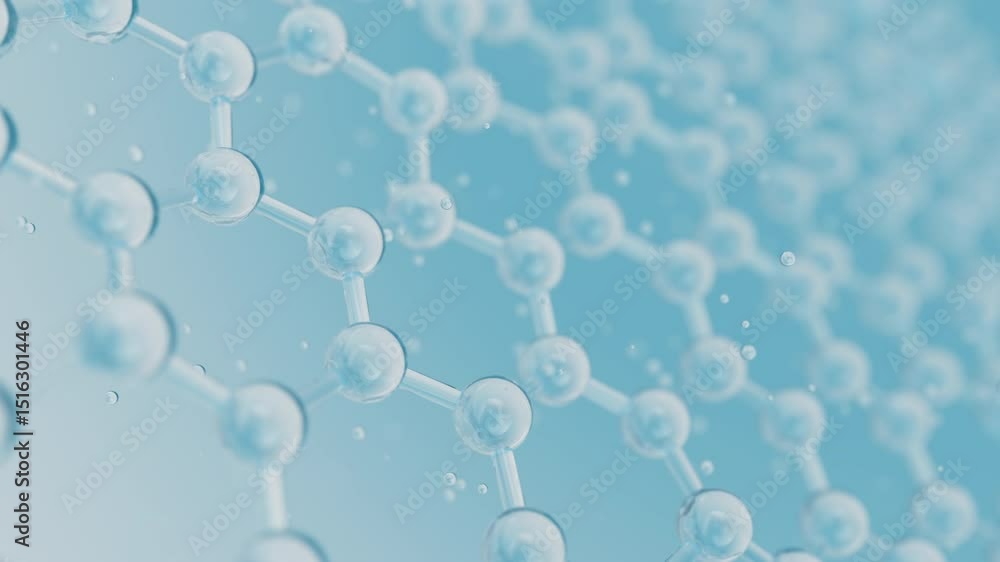 3d Abstract shiny glass molecule membrane structure motion background. Cosmetic collagen protective layer for skin care. Healthcare concept loop animation