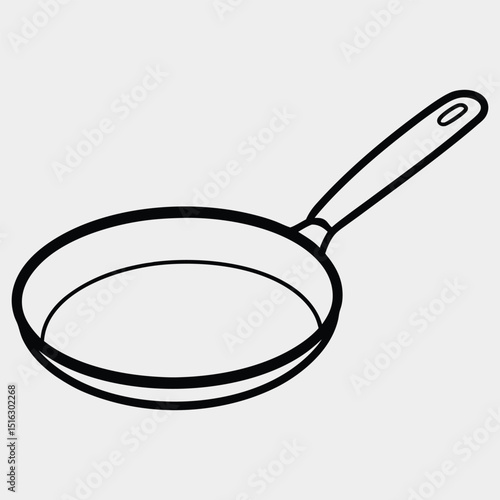 line art of a frying-pan on the white background 01.eps
