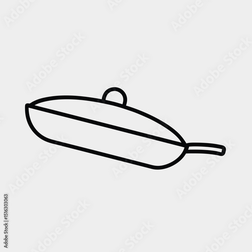 line art of a grill-pan on the white background 03.eps