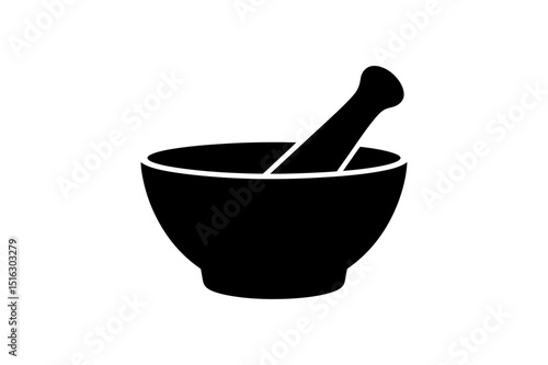 mortar Pestle Silhouette Traditional Grinding Tool Icon	