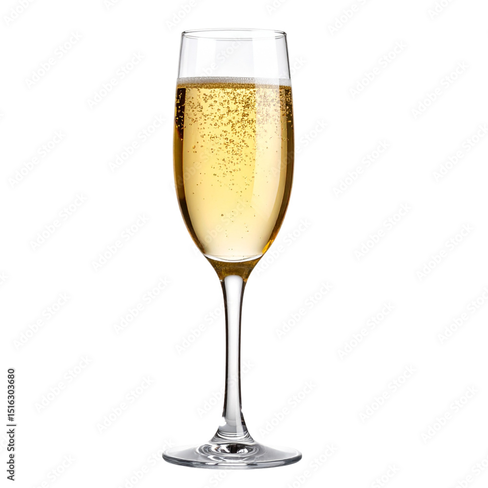 Champagne Flute Filled with Sparkling Bubbly, Isolated on transparent Background Champagne Flute Filled with Sparkling Bubbly, Isolated on transparent Background