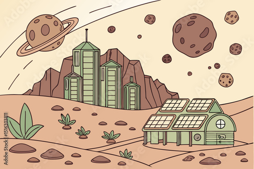 asteroid belt, desert eco-city
