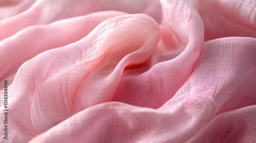 Soft, Delicate Pink Silk Fabric with Gentle Waves and Subtle Textures Soft, Delicate Pink Silk Fabric with Gentle Waves and Subtle Textures