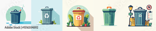 Vector of a trash bin.