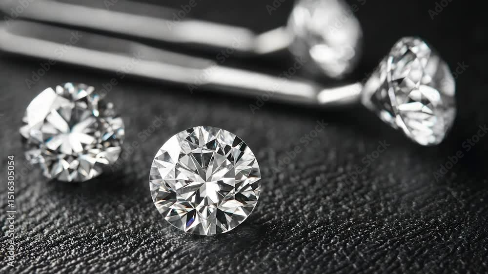 Close-up of multiple diamonds on dark surface Close-up of multiple diamonds on dark surface
