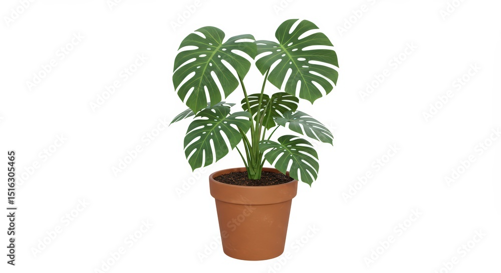 Fototapeta premium Swiss Cheese Plant in a Terracotta Pot