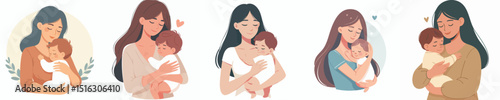 vector of a mother holding her baby