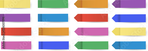 Bright sticky-style labels with flat and arrow tips in various colors. Ideal for planners, bookmarks, reminders, web design, or educational visuals