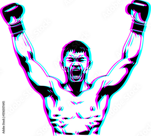 Design of fighter man illustration