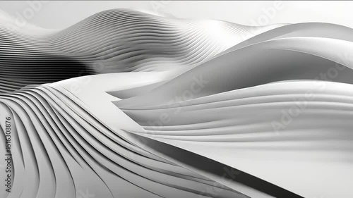 Abstract White Landscape:  Sculptural Waves of Serenity