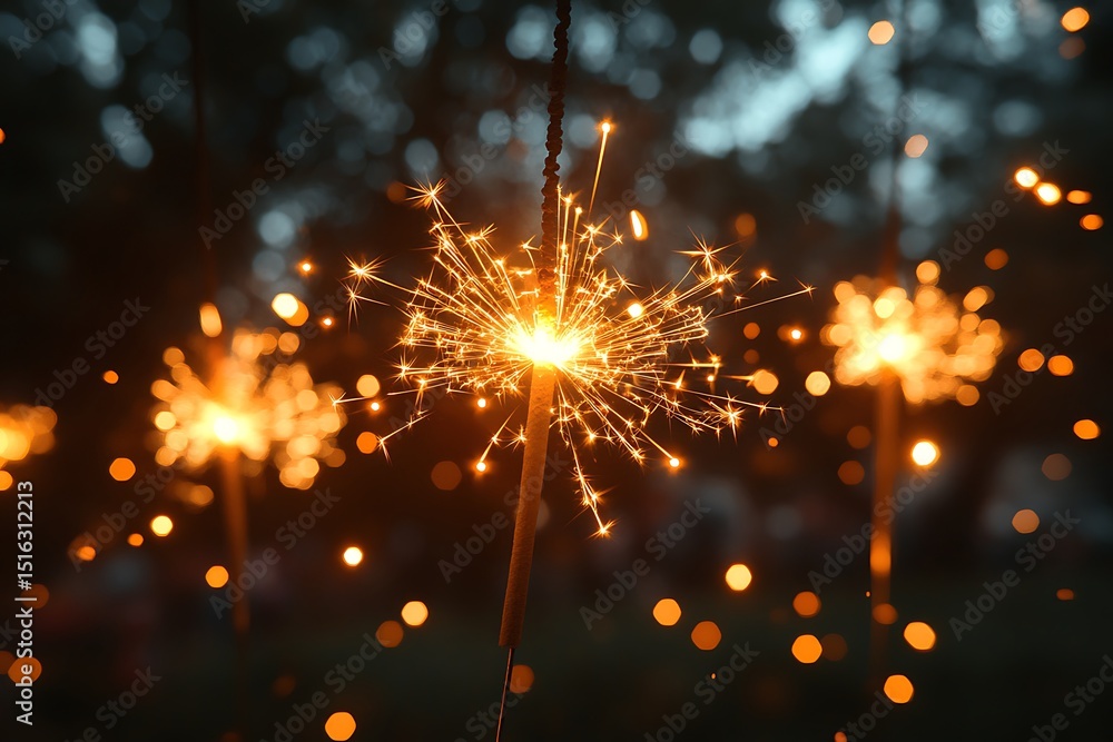 Naklejka premium Sparkling fireworks night celebration festive fun