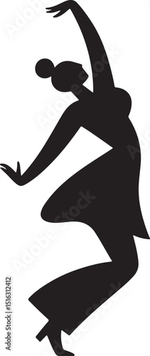 black silhouette of a woman with long hair 