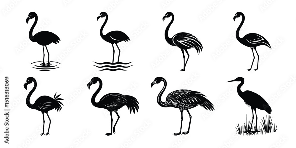 Obraz premium set of flamingo silhouettes