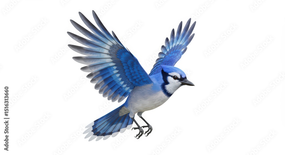 Obraz premium Majestic Blue Jay in Flight: A Stunning Avian Portrait