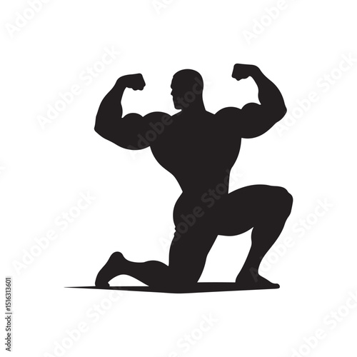 silhouette of a man exercising Body Building vector