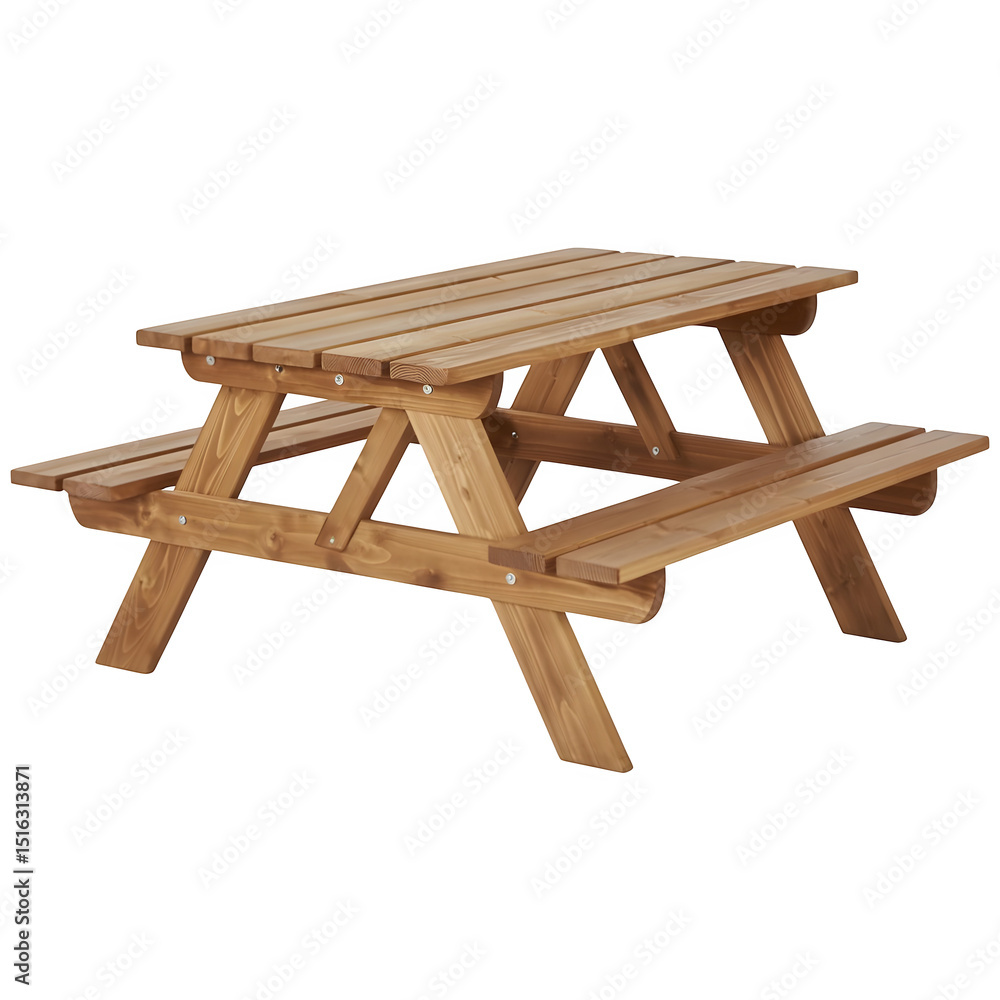 Classic Wooden Picnic Table Isolated on Transparent Background (PNG) Classic Wooden Picnic Table Isolated on Transparent Background (PNG)