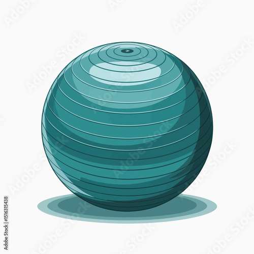 Vector illustration of a teal exercise ball depicting fitness equipment and workout supplies on a white background isolated and ready for use