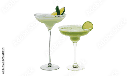 Mint Margarita, Margarita Cocktail Drink Glasses illustration on a white background